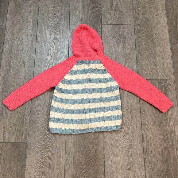 NWT Kiwi industries Hand Loomed 100% cotton cardigan blue pink white 4T Girl - Picture 2 of 7